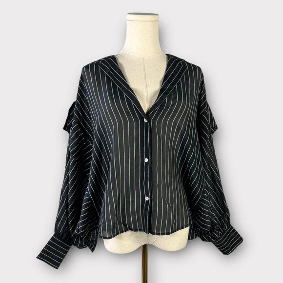Robert Rodriguez Striped Dolman Sleeve Button Down Blouse Small - Picture 1 of 7